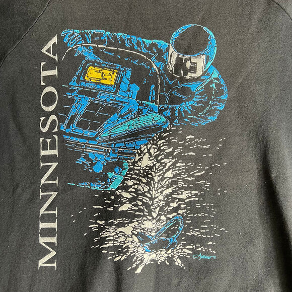 VTG Snowmobile Sweatshirt‎ Fits Large Minnesota Racing Snow Machine Raglan USA - Picture 6 of 16